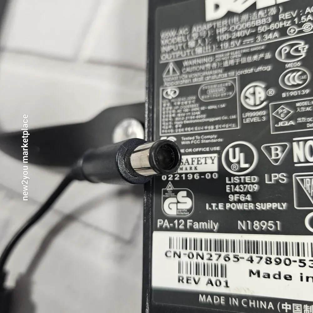 Genuine Dell AC Adapter For Inspiron 6000 6400 8500 8600 Laptop Charger 65W -AC